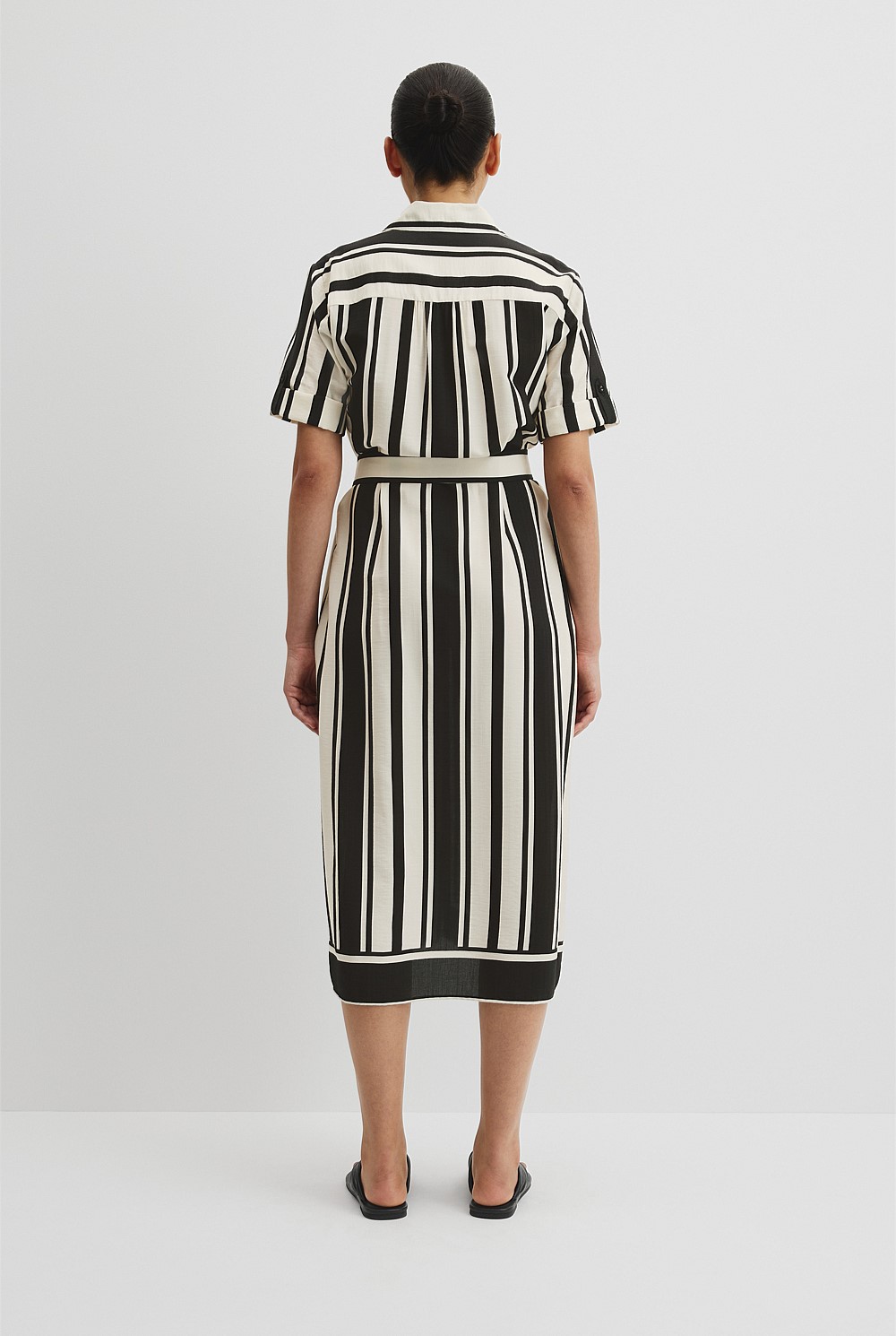 jcpenney black dress pants Women's Midi Dress with Spaghetti Straps in Black and White Stripes main image 0