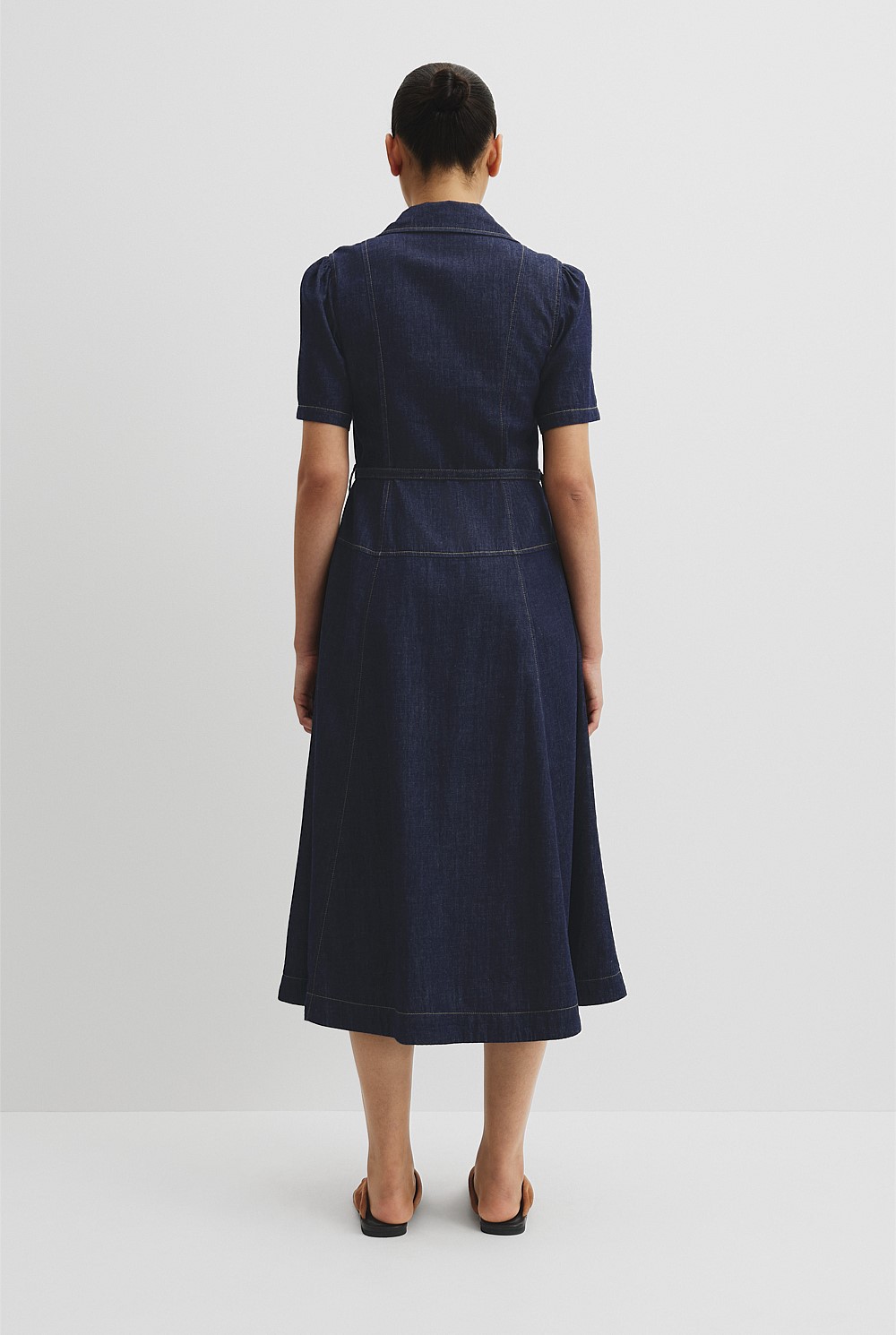 white christmas dresses Retro Stage Denim V-Neck Half Sleeves Swing Dress main image 1