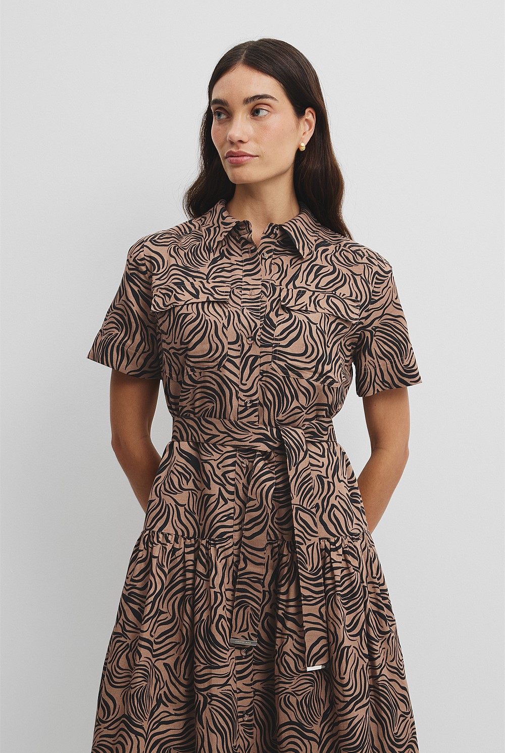 Micro Zebra Print Flared Shirt Dress - Work | Country Road