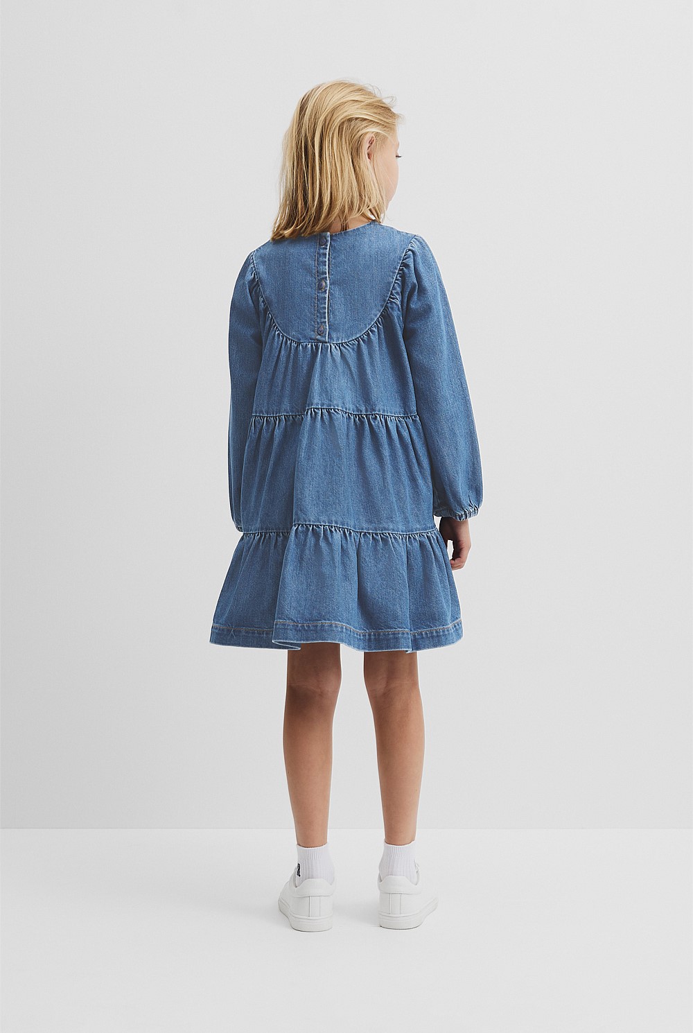 Dark Indigo Denim Tiered Dress - Dresses | Country Road Dark Indigo Denim Tiered Dress - Dresses | Country Road