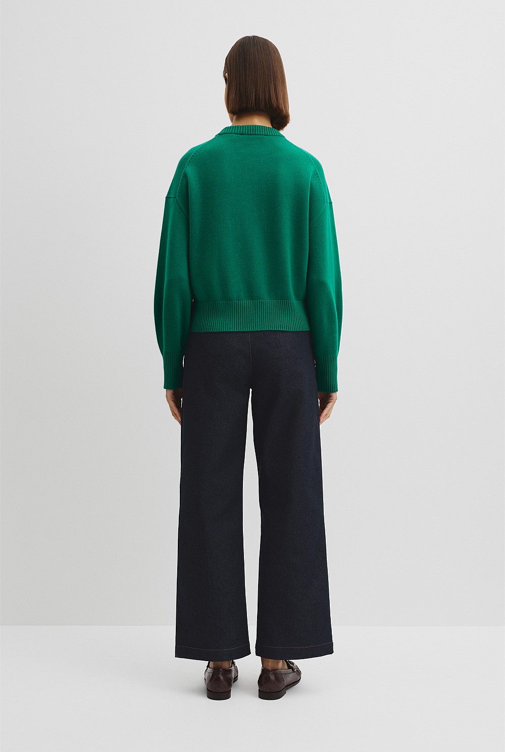 Emerald Organically Grown Cotton Blend Crop Crew Neck Knit