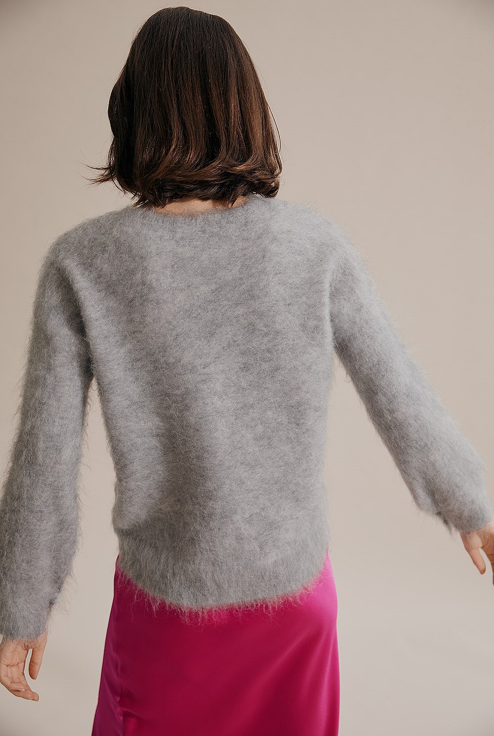 Light Grey Marle Brushed Fluffy Knit - Knitwear | Country Road