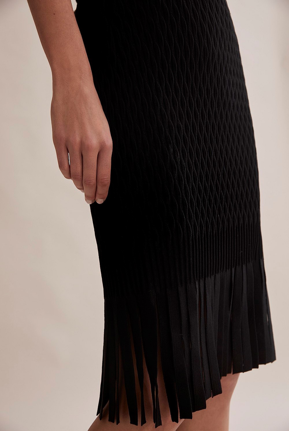 Black Compact Knit Fringe Skirt - Skirts | Country Road
