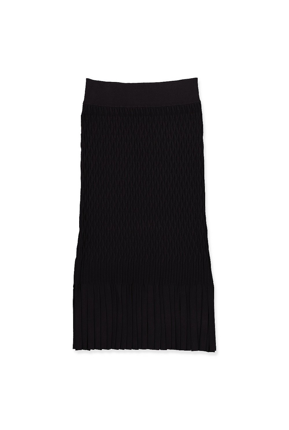 【OG 】FRINGE KNIT I LINE SKIRT Black Compact Knit Fringe Skirt - Skirts | Country Road
