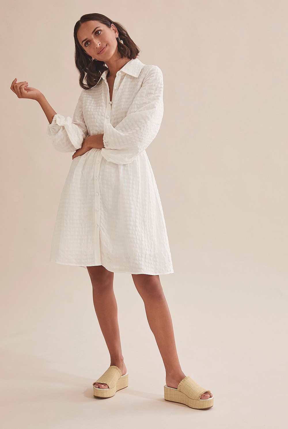 Antique White Puff Sleeve Mini Dress - Dresses | Country Road
