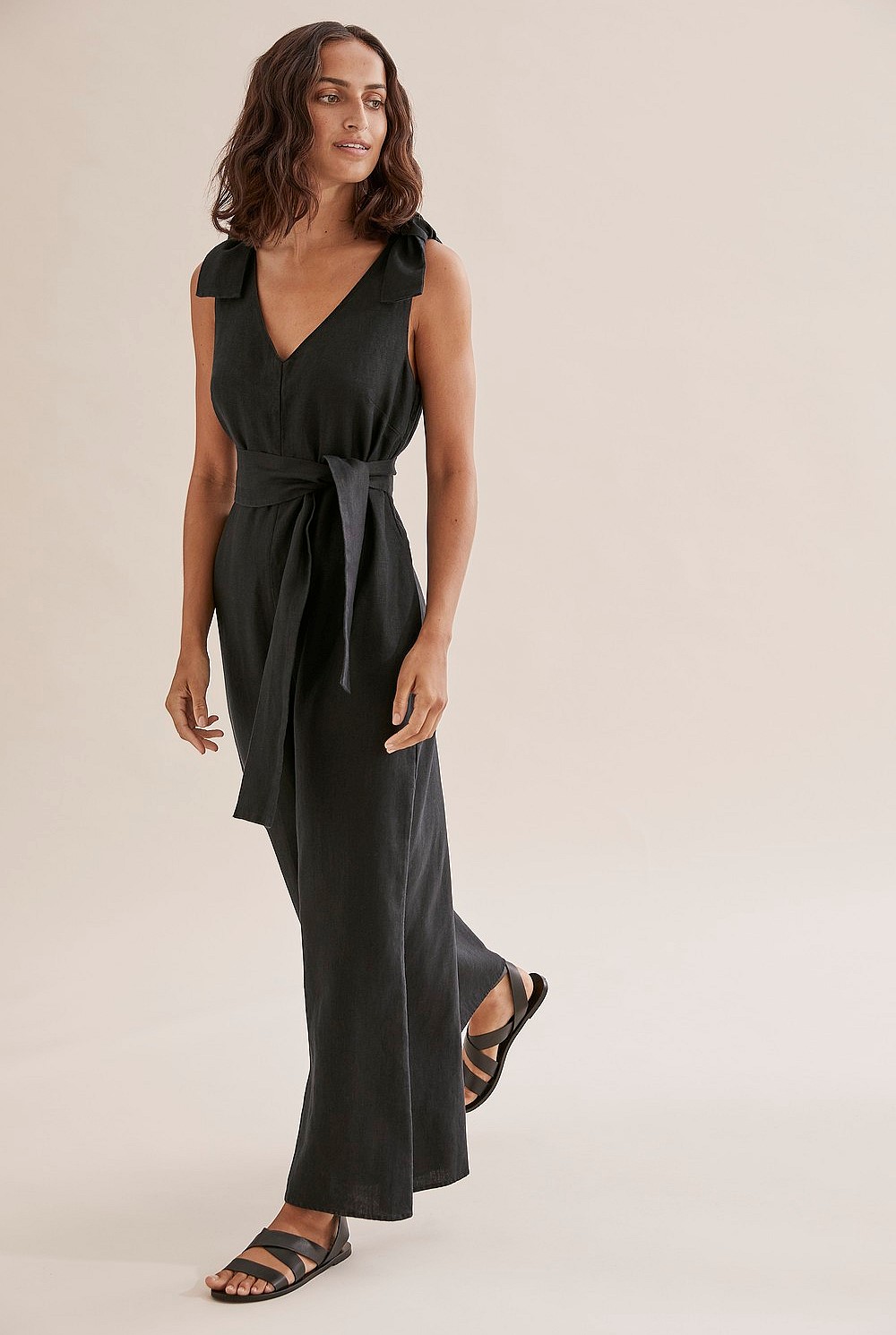 Black Linen Jumpsuit - Dresses | Country Road