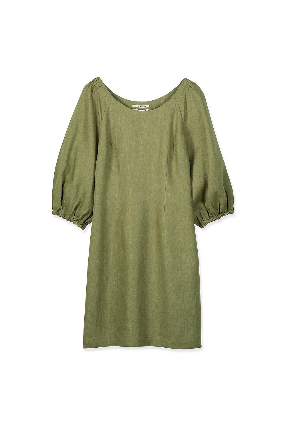 Olive Linen Puff Sleeve Dress - Dresses | Country Road Olive Linen Puff Sleeve Dress - Dresses | Country Road