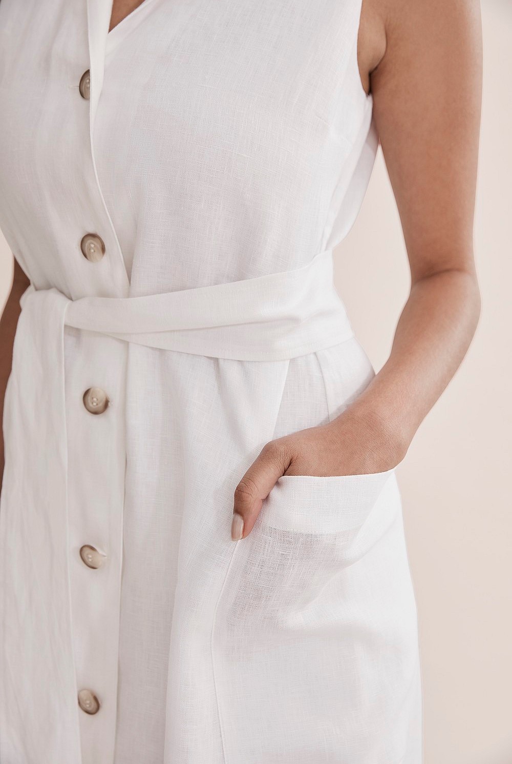 Antique White Linen Button Front Maxi Dress - Dresses | Country Road Antique White Linen Button Front Maxi Dress - Dresses | Country Road