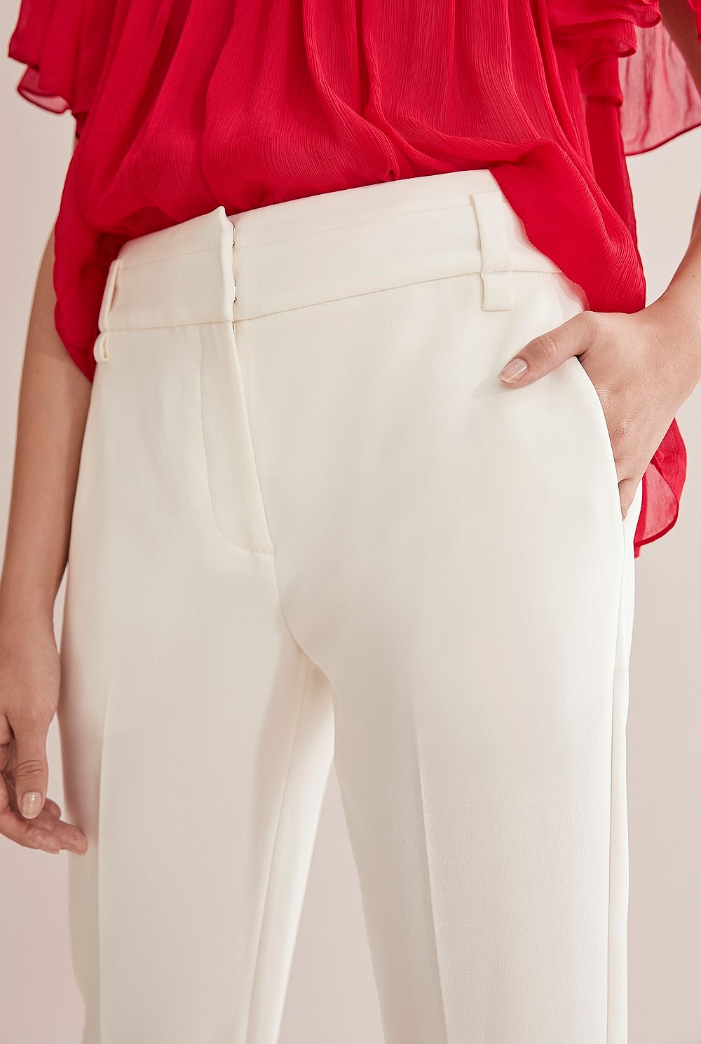 Antique White Cropped Cigarette Pant - Pants