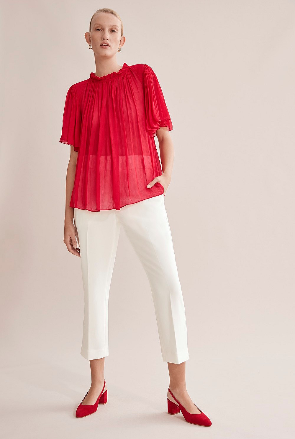 Antique White Cropped Cigarette Pant - Pants