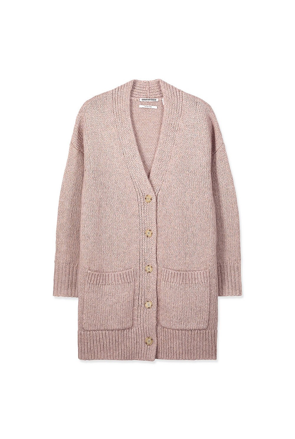 Rose Pink Oversized Pocket Cardigan - Knitwear | Country Road