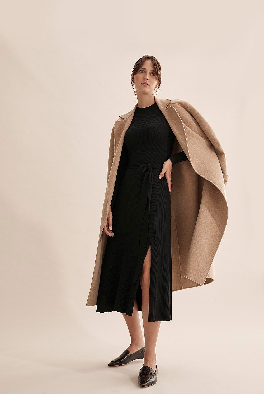 Black Rib Knit Long Sleeve Dress - Knitwear | Country Road Black Rib Knit Long Sleeve Dress - Knitwear | Country Road