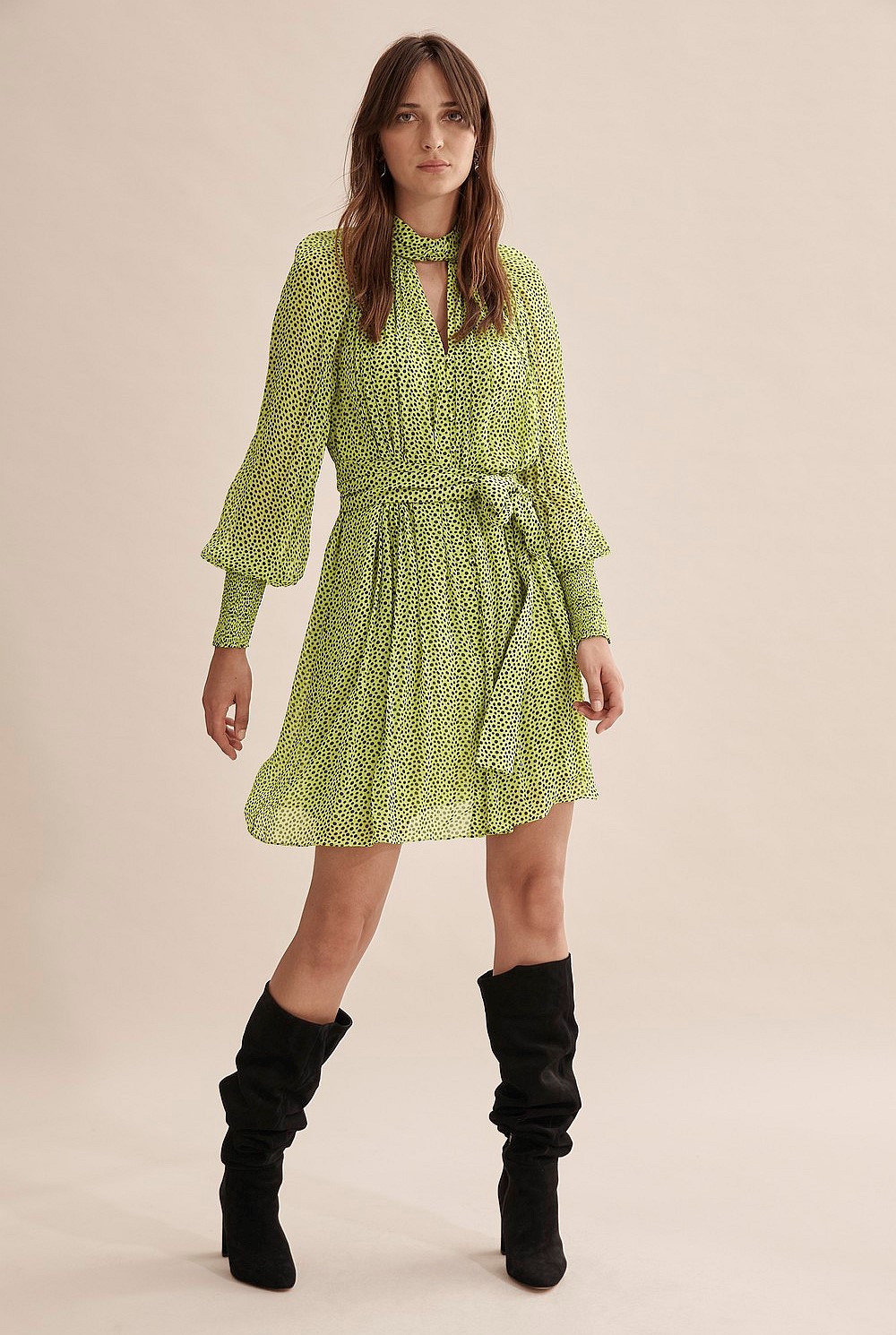 Lime Green Twist Knot Mini Dress - Dresses | Country Road
