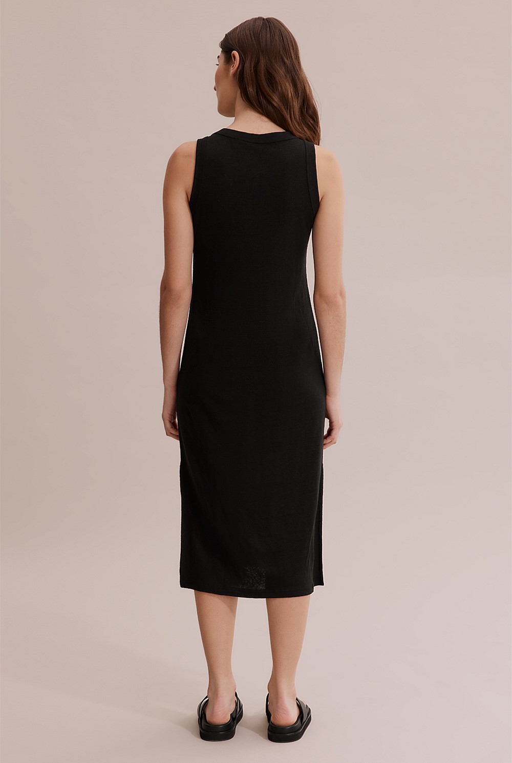 knee length dresses for ladies Black Linen Tank Dress – Idis Designs