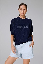 Navy CR Heritage Nep Sweat - Sweats | Country Road