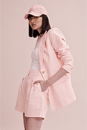 Pink linen blazer best sale