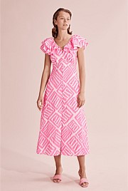 Pop Pink Print Ruffle Maxi Dress - Dresses | Country Road