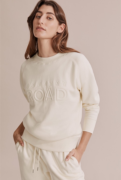 Butter Cloud Verified Australian Cotton Casual Logo Sweat Natural Fibres Country Road