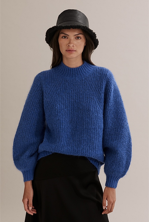 Cobalt Fluffy Knit Jumper Knitwear Country Road