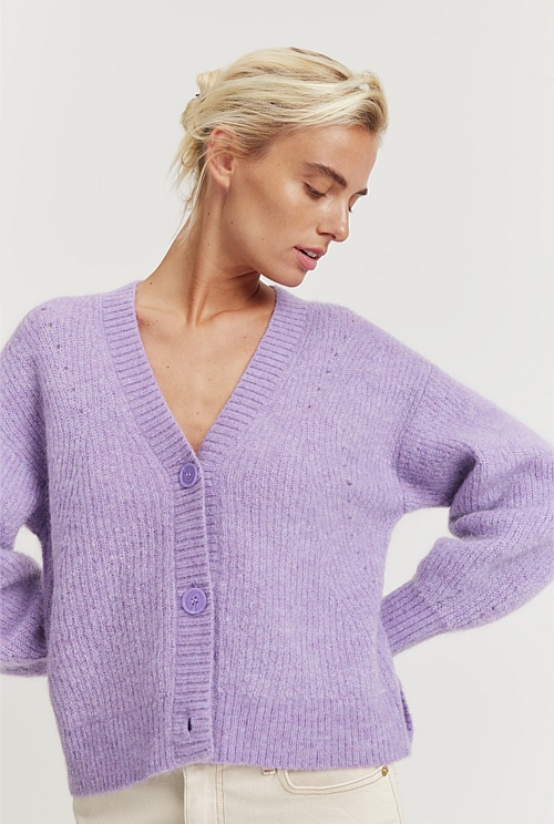 Violet Marle Brushed Crop Cardigan - Knitwear | Country Road