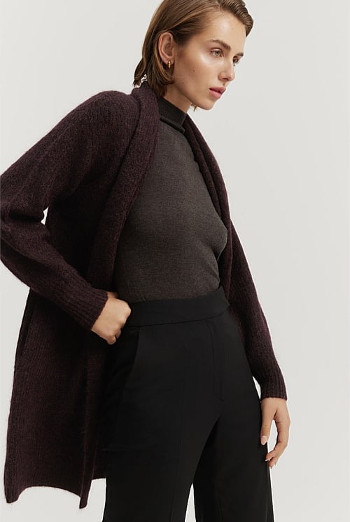 Chocolate Marle Brushed Cardigan Knitwear Country Road