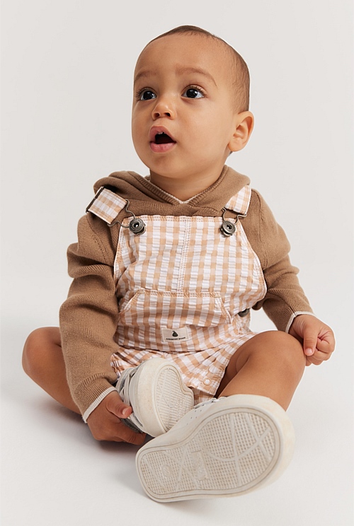 Natural Organically Grown Cotton Gingham Overall - Overalls