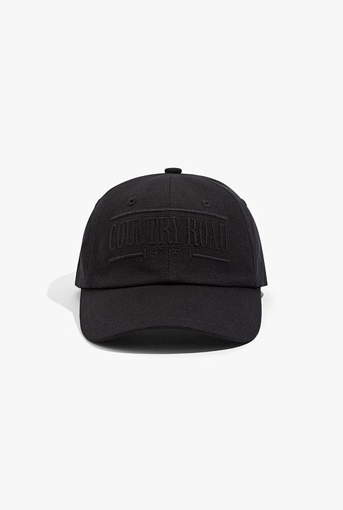 Black Australian Cotton Blend Heritage Cap - Hats & Scarves