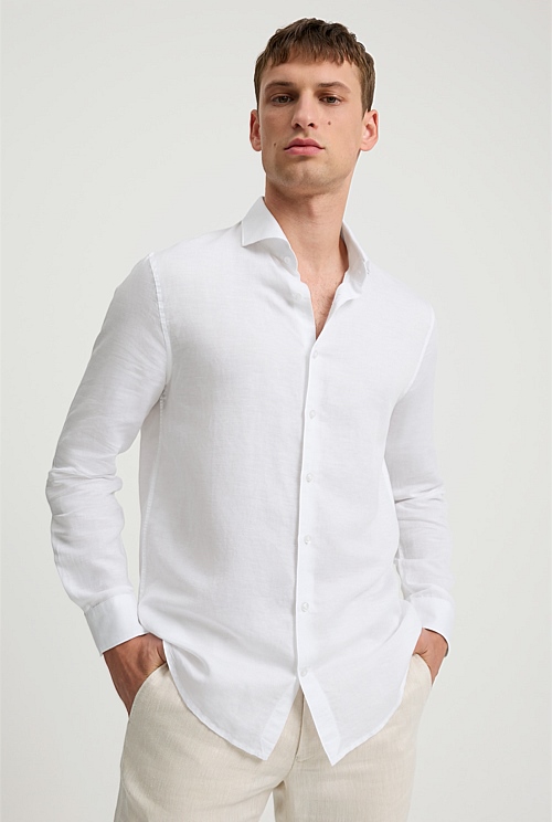 Tailored Fit Cotton Linen Blend Shirt