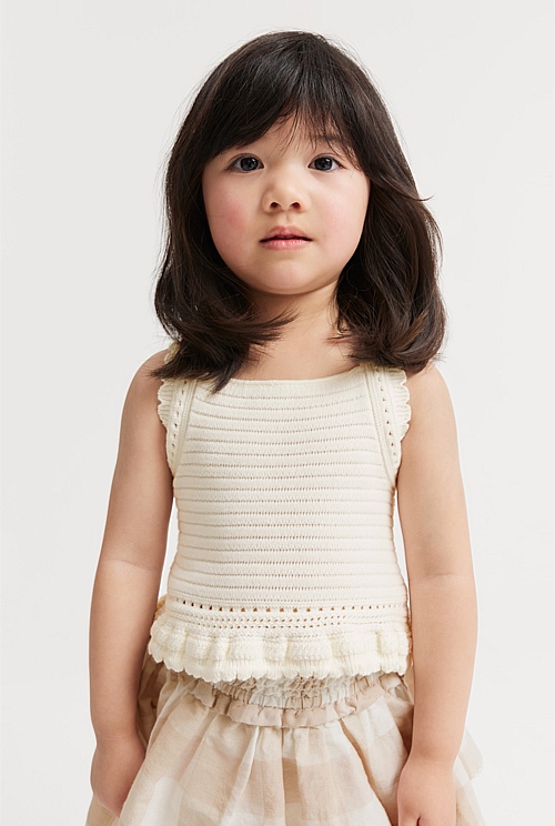 Marshmallow Organically Grown Cotton Knit Cami - Girls 2-10