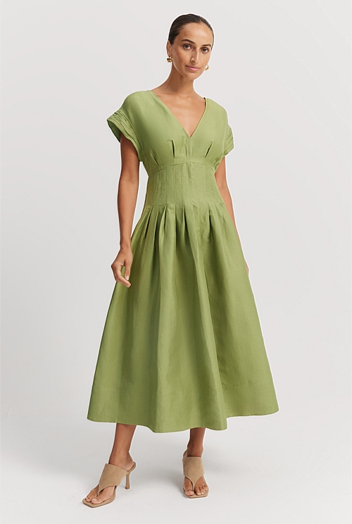 green emerald velvet dress Country Road Green Rib Knit Dress – Circular Clothing Co main image 1