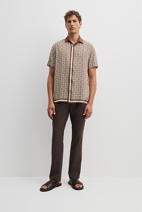 Relaxed Button-up Shirt Coffee