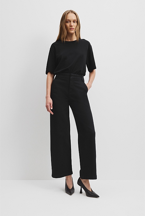 Black High Rise Wide Leg Jean - Best Sellers | Country Road