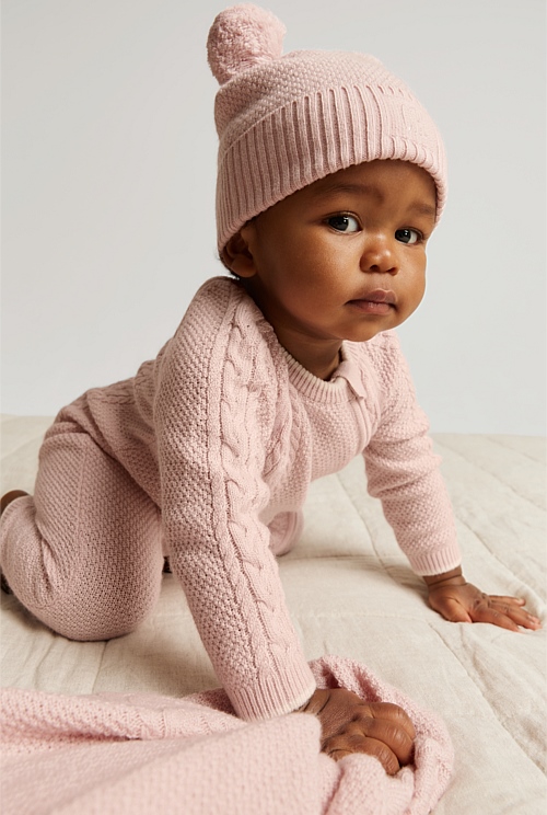 Mineral Pink Cable Knit Jumpsuit Jumpsuits Bodysuits Country Road