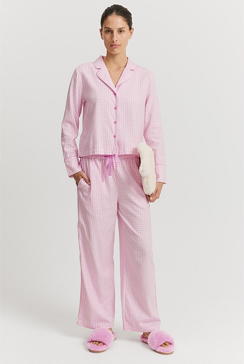 Rose Check Flannel Pyjama Set Sleepwear Country Road