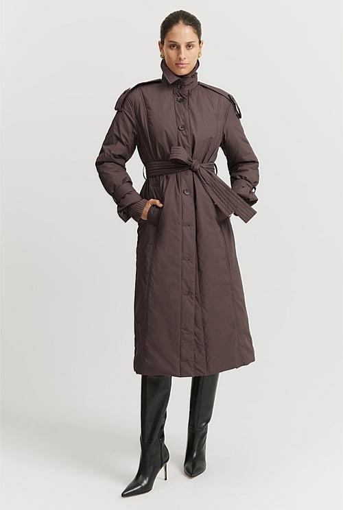 Truffle Padded Trench Coat Natural Fibres Country Road