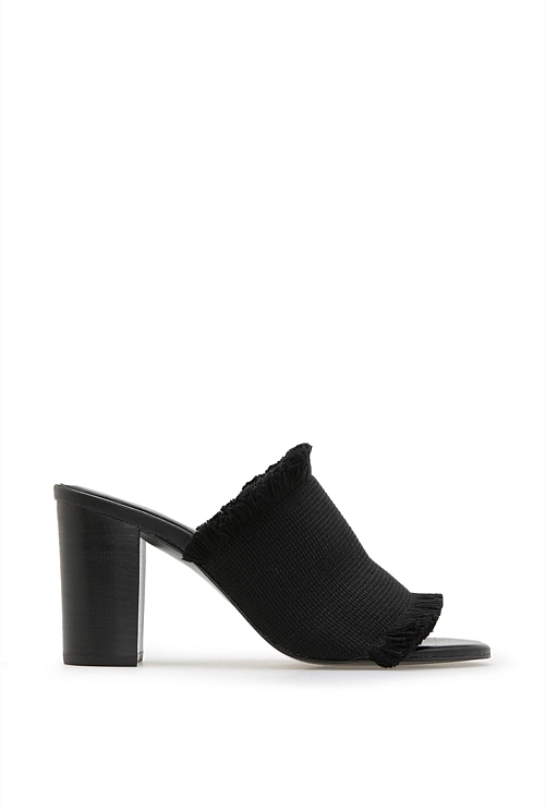 Black Poppy Fringe Mule Shoes Country Road