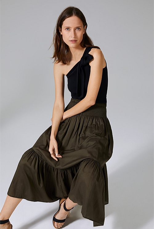 One shoulder knot top sale