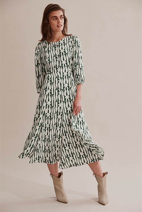 Fern Printed Midi Dress Dresses Country Road