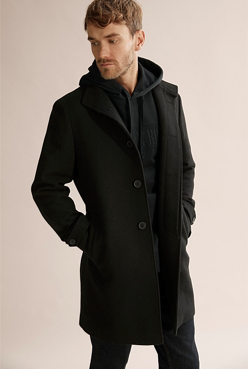 Black Funnel Neck Coat Jackets Coats Country Road