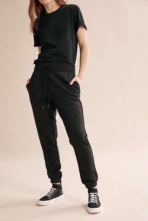 Black Elasticated Cuff Track Pant Sweats Country Road