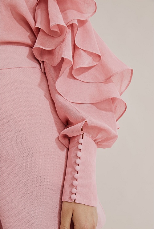 Powder Pink Ruffle Sleeve Shirt - Shirts | Country Road