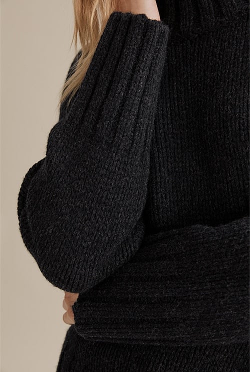 Charcoal High Neck Pullover - Knitwear | Country Road