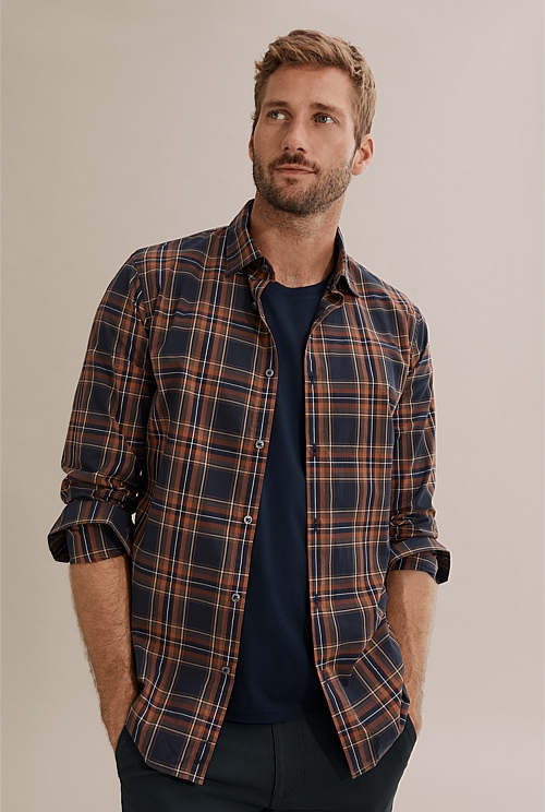 Copper Slim Fit Multi Check Shirt - Casual Shirts | Country Road