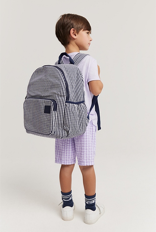 Navy Gingham Backpack Accessories Country Road