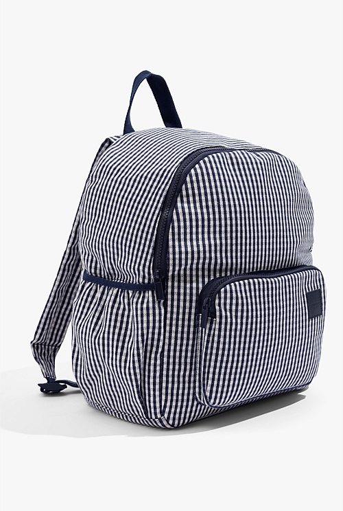 Navy Gingham Backpack Accessories Country Road