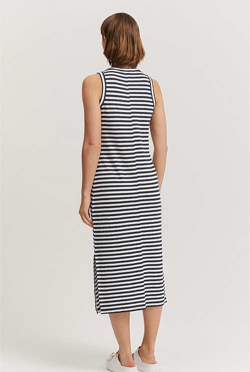 Navy Stripe Stripe Linen Jersey Dress Dresses Country Road