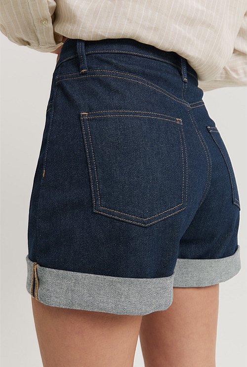 Country Denim Cuffed Hem Shorts - Light Wash