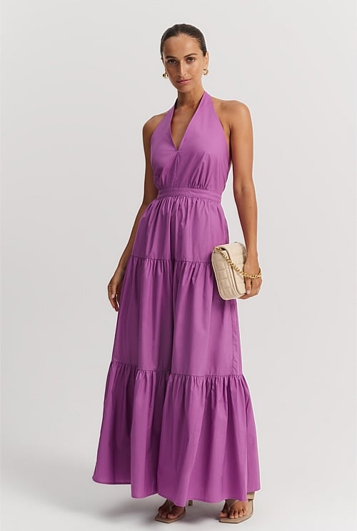 Vivid Purple Tiered Maxi Dress Dresses Country Road