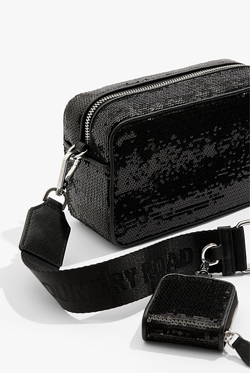 Black sequin crossbody bag online