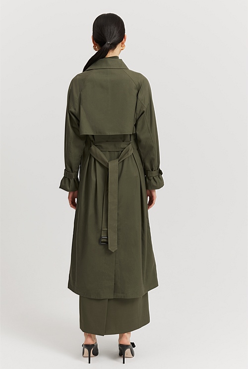 Hunter Green Relaxed Trench Coat Jackets Coats Country Road